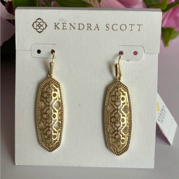 NWT Kendra Scott Brenna Earrings in Gold Filigre - Picture 1 of 4